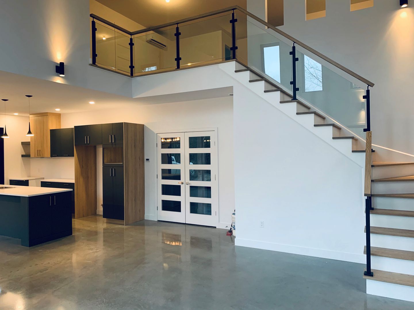 escalier vitr avec bois